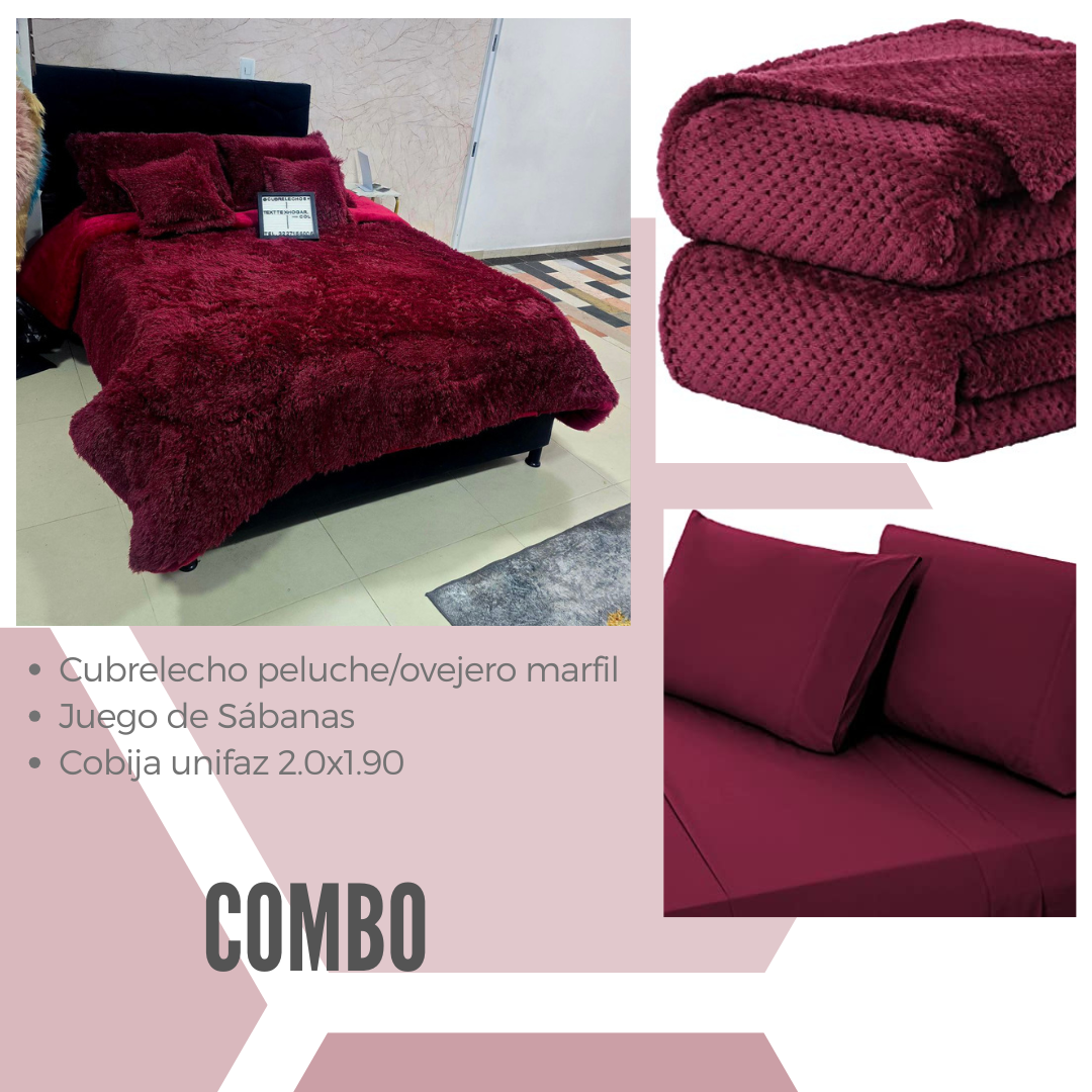 Combo edredón peluche, juego de sábanas y manta - Image 12