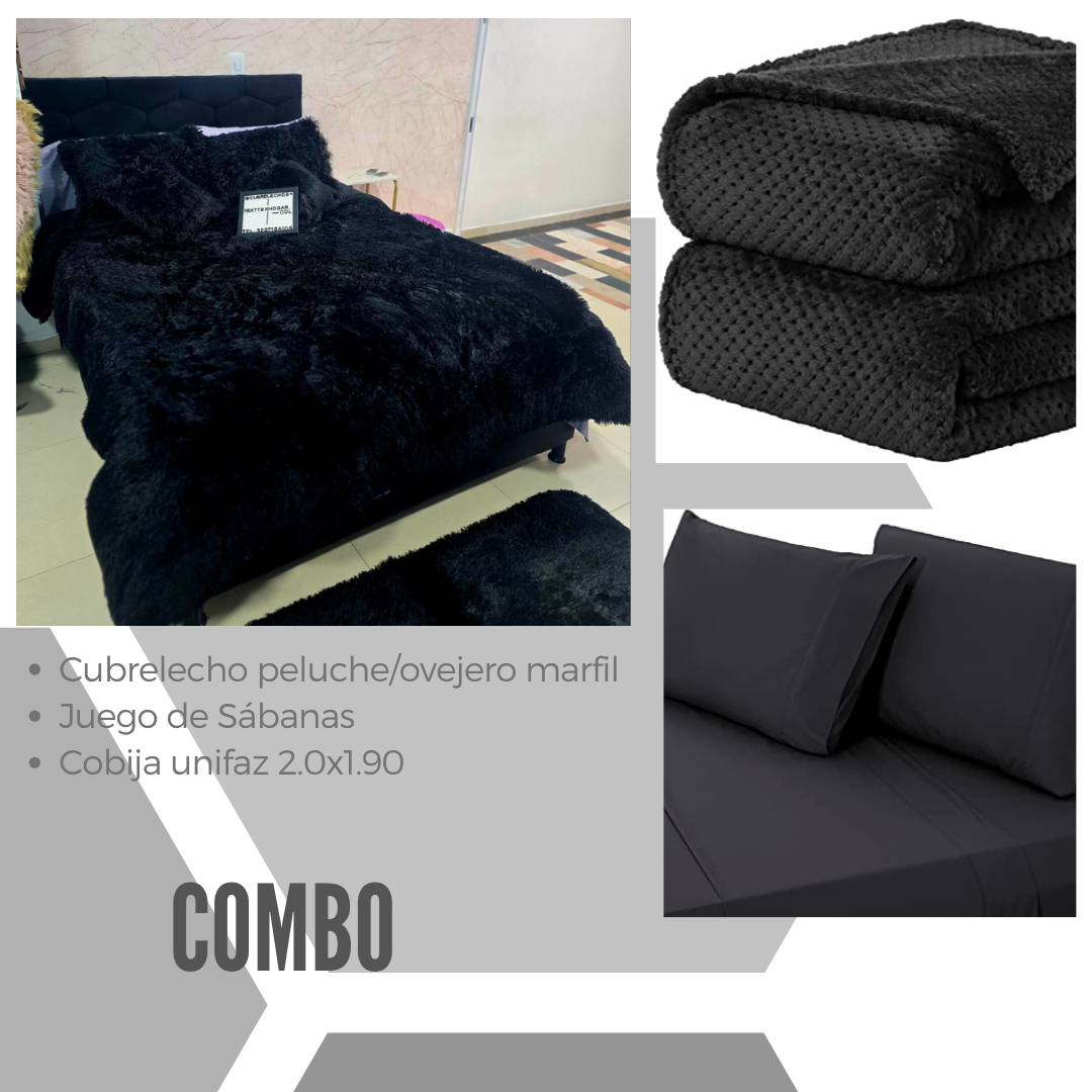 Combo edredón peluche, juego de sábanas y manta - Image 13