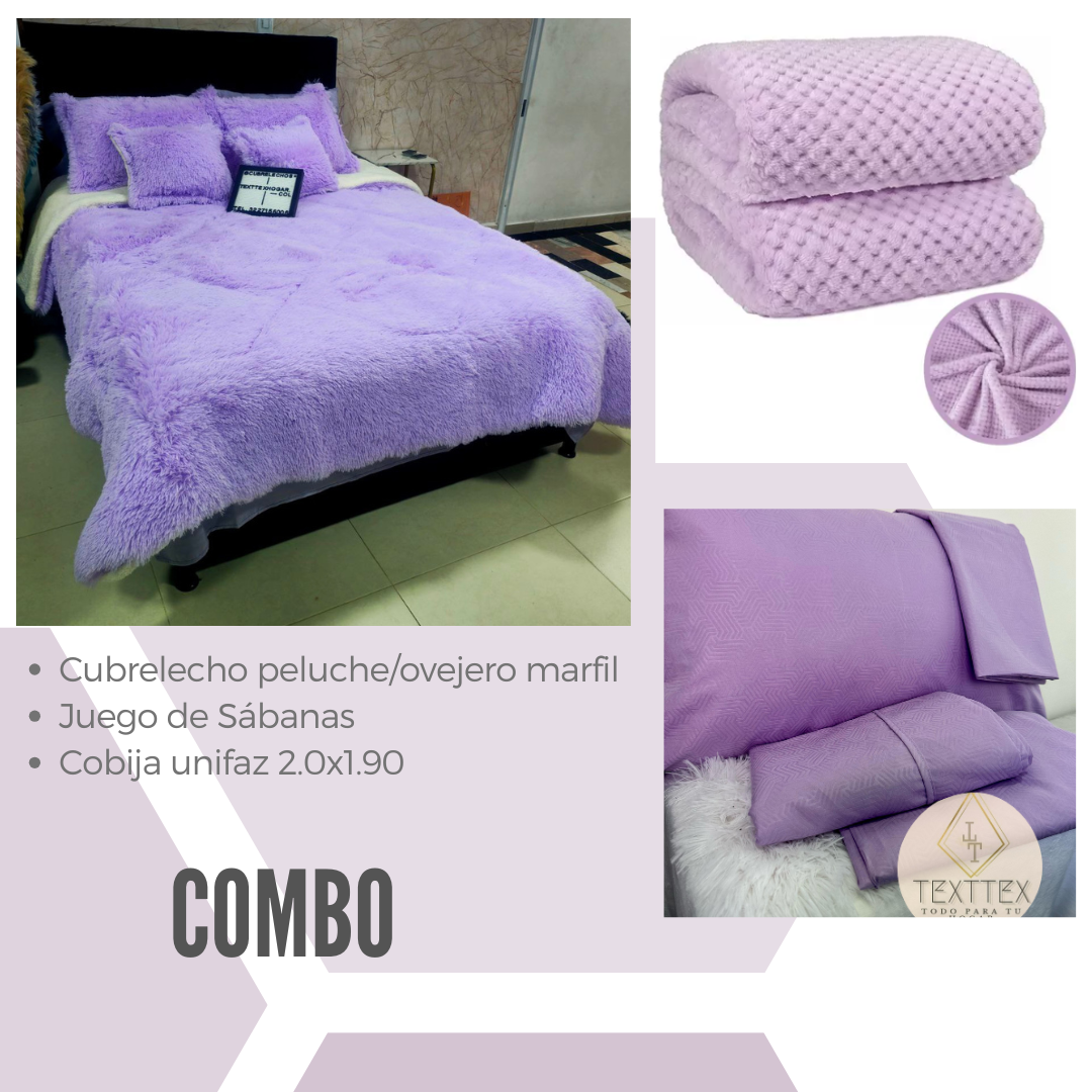 Combo edredón peluche, juego de sábanas y manta - Image 14