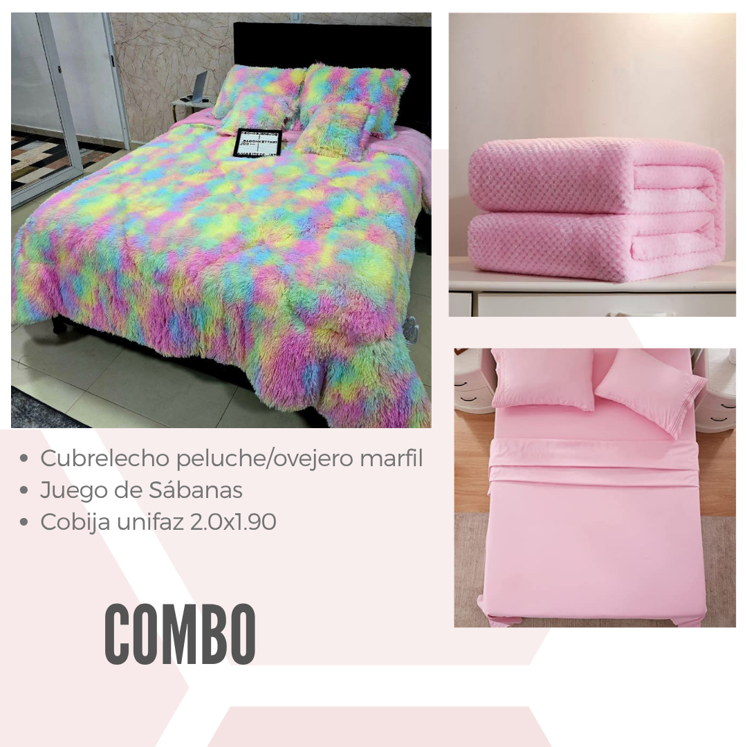 Combo edredón peluche, juego de sábanas y manta - Image 4