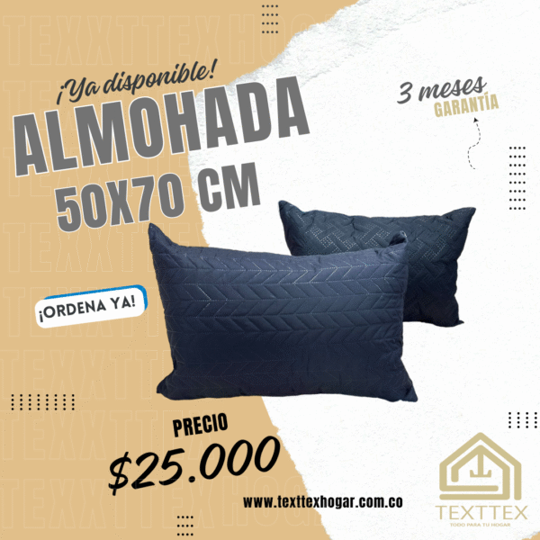 Almohada 50x70 cm con Forro Acolchado Ultrasonido – 4 Colores Elegantes - Image 2