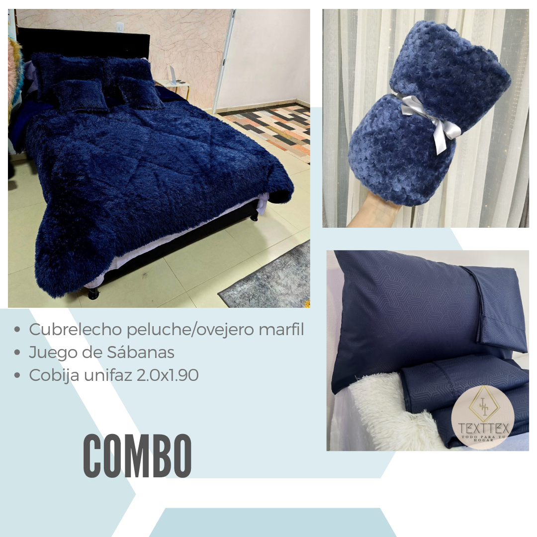 Combo edredón peluche, juego de sábanas y manta - Image 3