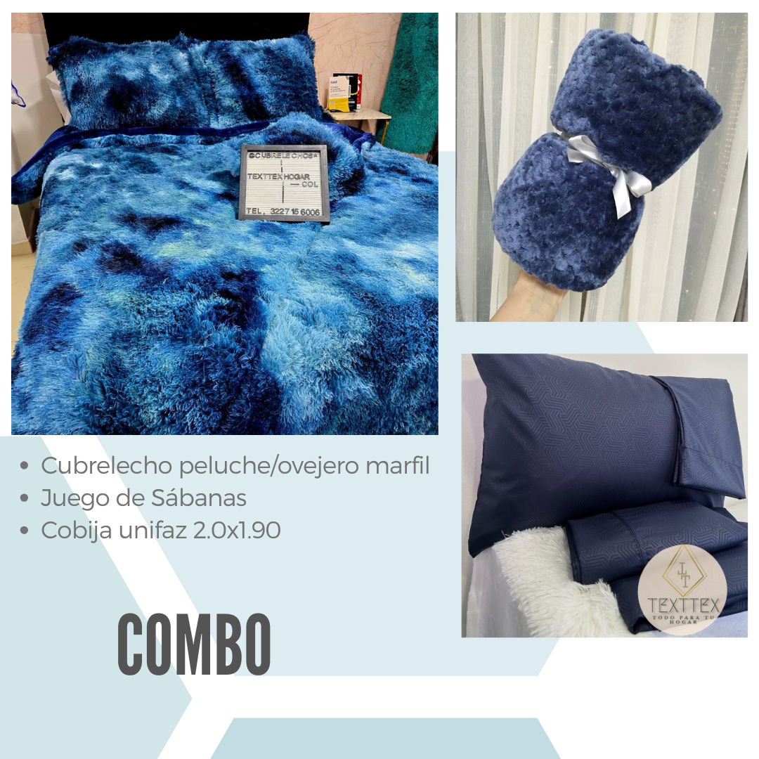Combo edredón peluche, juego de sábanas y manta - Image 2