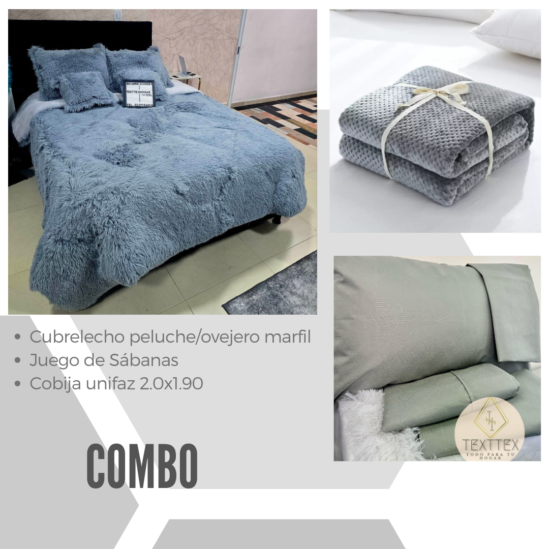 Combo edredón peluche, juego de sábanas y manta - Image 5
