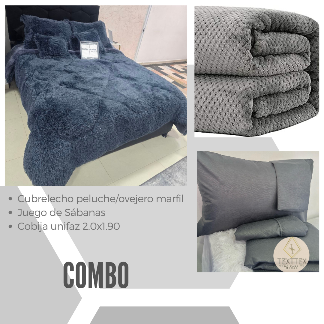 Combo edredón peluche, juego de sábanas y manta - Image 6