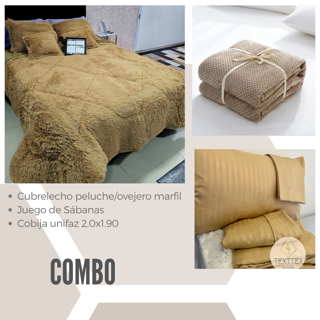 Combo edredón peluche, juego de sábanas y manta - Image 10