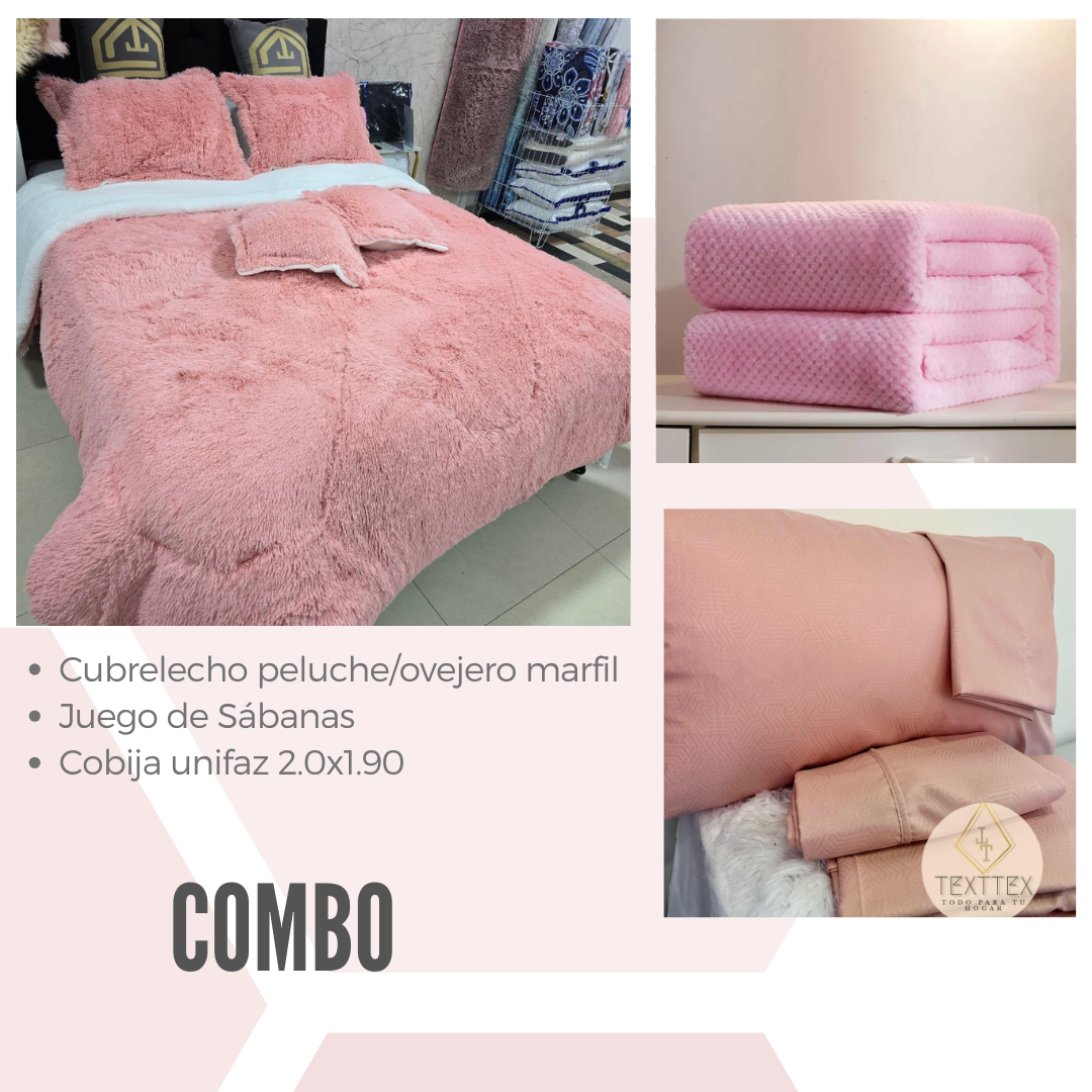 Combo edredón peluche, juego de sábanas y manta - Image 8