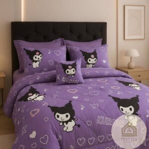 Combo edredón con sábanas diseño kuromi