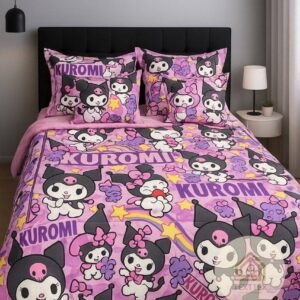 Combo edredón con sábanas diseño kuromi