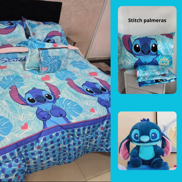 Combo edredón, juego de sábanas y muñeco con manta stitch - Image 2